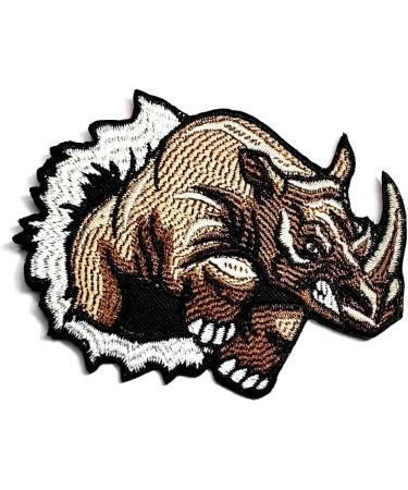 Kleenplus 3pcs Brown Rhino Embroidered Patch Fabric Sticker - Iron On Sew On Souvenir Gift Patches for Clothing and Accessories - Buy Online on GoSupps.com