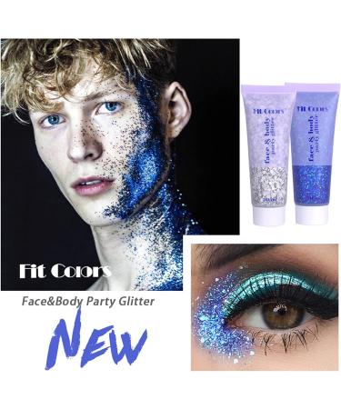 6 Pcs Holographic Sparkling Body Glitter Gel Set - Waterproof and Long Lasting Shimmer Makeup for Body, Face, Nail, Hair, Lip, Eye in White Gold, Silver, Pink, Purple, Blue - Buy Online on GoSupps.com