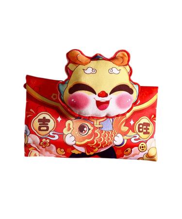 JAYIOLA Hong Bao Red Packet Gift Packages Hongbao Chinese Lunar New Year Red Envelopes for Spring Festival Graduation DragonHead 18.5x14cm