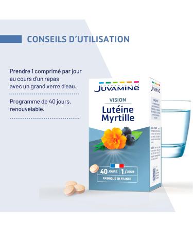 JUVAMINE - Lutein Blueberry and Vitamins A and B2 - Eye Health - Contributes to the maintenance of normal vision - 40-day program - Made in France - Buy Online on GoSupps.com
