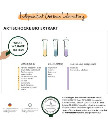 Vegavero Organic Artichoke | 2000mg (20:1) Artichoke Extract High Strength | No Leaf Fibre No Inulin | 2.5% Cynarin | NO Additives Lab-Tested | Made in Germany | 120 Artichoke Capsules | Vegan - Buy Online on GoSupps.com