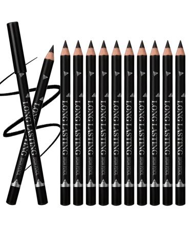 Black Eyebrow Pencils Set  12PCS Waterproof Eye Liner Pencils Long-lasting Black Eyeliner Pencils Set  Easy to Color Eye Brow Pencils for Women Eye Makeup Pencil 01Black