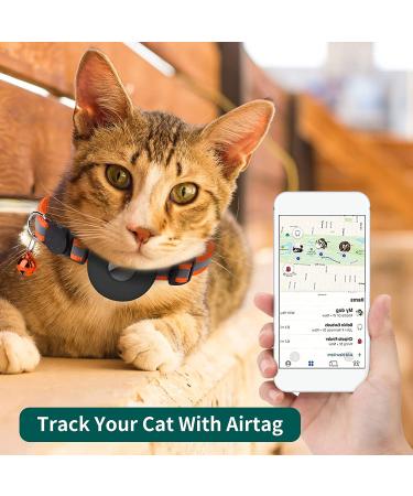 Reflective Airtag Cat Collar with Bell | Waterproof Holder Case for Apple Airtag | Breakaway Safety Buckle | Orange - Ideal for Cat or Kitten - Buy Online on GoSupps.com
