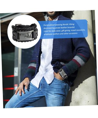CALLARON 2pcs Wristband Woven Bracelets Black Wristlet Men Gothic Braided Leather Bracelet Charm Braclets Mens Black Bracelets Mens Bracelets Mens Leather Pirate Man Zinc Alloy Accessories 28X3.8X1CMx3pcs Blackx3pcs - Buy Online on GoSupps.com