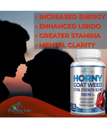 Horny Goat Weed 1590mg Extra Strength w/ Maca, L-Arginine, Ginseng - Boost Performance, Stamina, Energy - Non-GMO Formula - 90 Capsules - Buy Online on GoSupps.com
