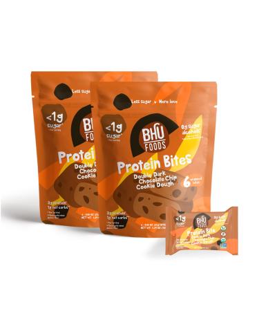 Bhu Foods Keto Bites - Double Dark Chocolate Chip Cookie Dough | Organic Keto Snacks for Adults & Kids | Gluten Free Vegan Low Carb Low Sugar | Individually Wrapped Protein Bites (2 Pack)