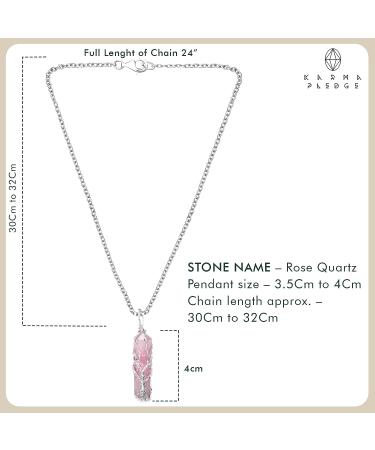 Handcrafted Rose Quartz Double Point Pencil Pendant - Karma Pledge Crystal Necklace for Chakra Healing & Protection - Buy Online on GoSupps.com