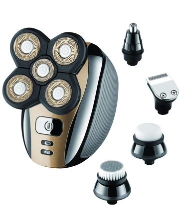 Electric Razor for Men Head Shaver for Bald Men Grooming Kit 5 in 1 Wet Dry Rotary Shavers Nose Hair Beard Trimmer Clippers Facial Cleansing Brush Cordless Waterproof USB Charging Rechargeable
