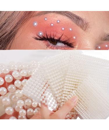 Face Gems Eye Hair Jewels Stick on Makeup Rhinestones White Pearl Self Adhesive for Women Festival Accessories Nail Art DIY Decoration Kits 4 Sheets Type1-pearls
