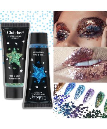 Gl-Turelifes Face Body Glitter Gel Sequins for Eyes Lips Hair Nail Face and Body - Mermaid Flakes Chunky Glitter Festival Accessory 30ml (#06 Red) - Buy Online on GoSupps.com
