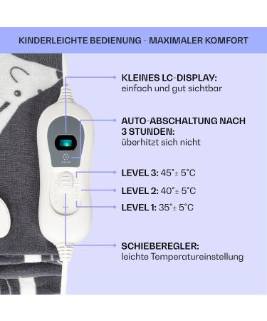 Klarstein XXL Thermal Blanket | 120W Heated Ceiling with Auto Shut-Off | Cuddly & Energy-Saving | Washable Electrical Blanket 200x180 cm - Perfect for Bed Sofa & Camping - Buy Online on GoSupps.com