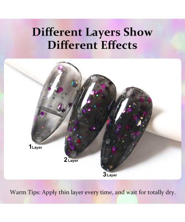 DouborQ Jelly Glitter Nail Polish Black Translucent Long-lasting Sequins Nail Art Varnish (07) Black Glitter-05 - Buy Online on GoSupps.com