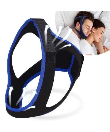 Anti Snoring Chin Strap for Sleep Apnea  Adjustable and Breathable Chin Strap for Cpap Users  Effective Snoring Solution to Stop Snoring for Men and Women (Blue)