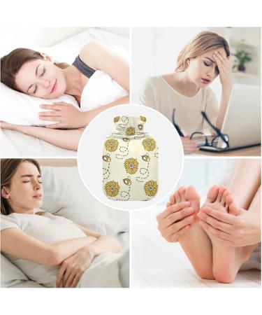 Oarencol Hot Water Bottle with Cover - Bee Sunflower Design Brown & Transparent - Pain Relief & Cramps Relief International Shipping Available - Buy Online on GoSupps.com
