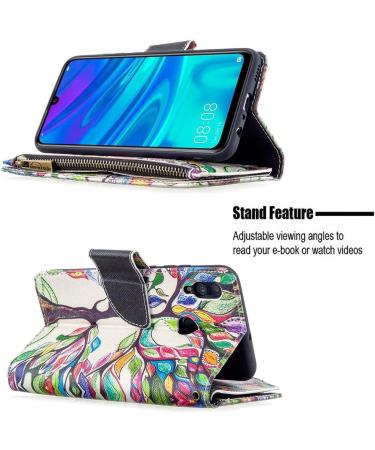 Miago Leather Wallet Case for Huawei Y6 2019 - 9 Card Slots Colorful Zipper Flip Cover PU Protective Case - Buy Online on GoSupps.com