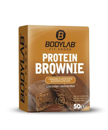 BODYLAB24 Protein Brownie Caramel & Almonds 12x50g | High Protein Snack 12g - Whey & Milk Protein Treats - Buy Online on GoSupps.com