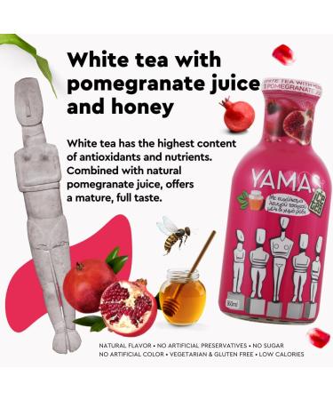 Yamas Iced White Tea with Pomegranate & Honey - Low-Calorie Sugar-Free Beverage - 360ml - Buy Online on GoSupps.com