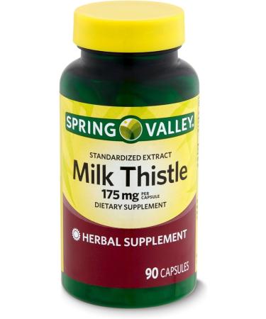 Spring Valley Milk Thistle Extract 175 mg 90 Capsules Standardized Herbal Supplement with Silymarin Set by Basket Goods - Buy Online on GoSupps.com