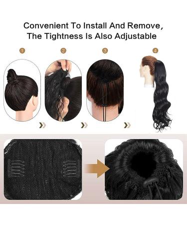 Real Fashion Drawstring Ponytail Hair Extensions Long Wavy Ponytail Blonde Black Brown 24" Clip in Hairpiece for Daliy Party Use Light Brown & Ash Blonde - Buy Online on GoSupps.com