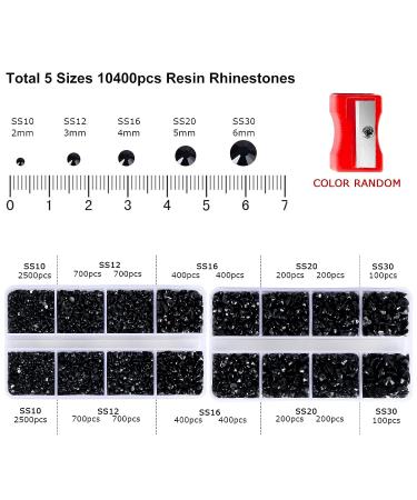 QPRETTY DU Black Rhinestones Set - 10400PCS Jelly Resin Flatback Non Hotfix Crystals for Nails, Crafts with Sharpener, Tweezer, and Picker Pen - Buy Online on GoSupps.com