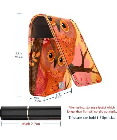 Shop Forest Animal Owl Leather Lipstick Case | Mini Lip Gloss Organizer with Mirror - Ideal for Travel & Storage - Buy Online on GoSupps.com