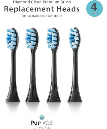 Sonic Clean Brush Replacement Heads - Soft Dupont Bristles - 4 Pack Electric Toothbrush Heads (Black Diamond Edition) - Buy Online on GoSupps.com