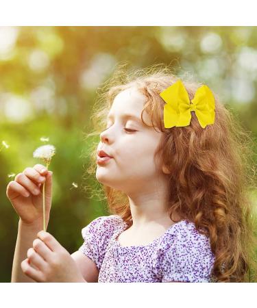 Sibba Ribbon Hair Bows Clips Barrettes - 2 Pcs 6 Inch Vintage Ponytail Holder Cheerleading Hairpin - Yellow Hairbows for Christmas, Valentine's Day, Easter - Girl's Styling Accessory - Buy Online on GoSupps.com