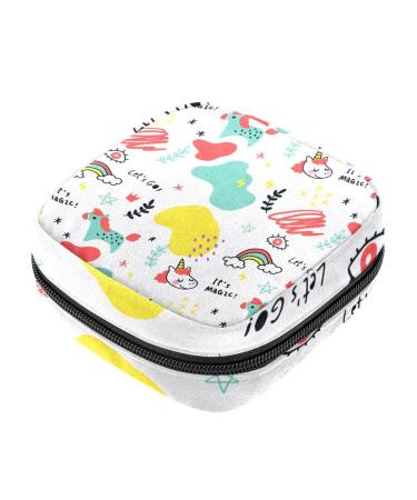 HomeDecorZone Lovely Hand Drawn Animals World-01 Period Bag Sanitary Napkin Storage Bag Portable Period Bags for Teen Girls Period Small Pouch Pad Bag for Feminine Products Multicoloured 16