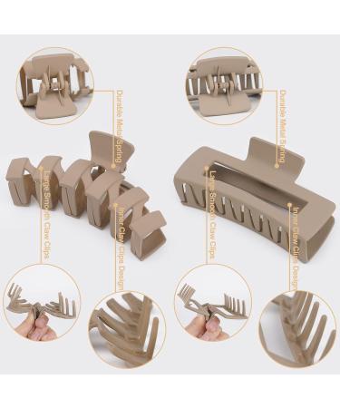 8 Pack Large Hair Claw Clips for Women - Strong Hold Matte Square Jaw Clips - Neutral Colors - 4.4 Inch - Thin Thick Hair - Buy Online on GoSupps.com