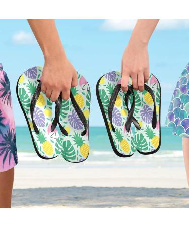 Mnsruu Tropical Palm Leaf Flip Flops - Pineapple & Flamingo Design for Home Hotel Spa & Travel | Stylish Comfort for Men & Women - Buy Online on GoSupps.com