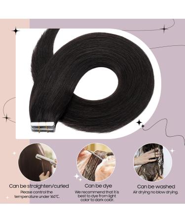 Buy 45cm Tape-In Extensions - Real Remy Hair Natural Black #1B 50g 20 Pieces - Premium Human Hair Extensions - Buy Online on GoSupps.com