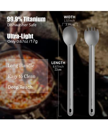 OUTXE Titanium Long Handle Spork and Spoon 8.7-Inch - Camping and Eco-Friendly Soup Spoon Set - Buy Online on GoSupps.com