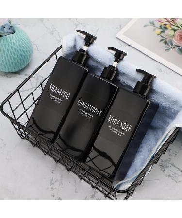 Segbewy Refillable Pumping Pump - 500ml Black Lotion & Shampoo Bottle 3-Pack with Labels - Ideal for Travel & Home Use - Buy Online on GoSupps.com