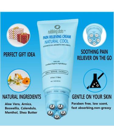 Muscle Pain Relief Cream - RUBBING DOTS 4oz Topical Lotion for Back, Neck, Shoulders, Joints, Arthritis Aches - Natural Rub-On Treatment & Massage Therapy Balm - Buy Online on GoSupps.com