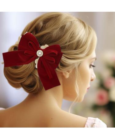 ALLY-MAGIC Bow Hair Clips Large Red Bowknot Hairpin Christmas Velvet Hair Bow Clips French Hair Barrettes Accessories for Women Girls Birthday Party Christmas Gifts Y4SRHDJ - Buy Online on GoSupps.com