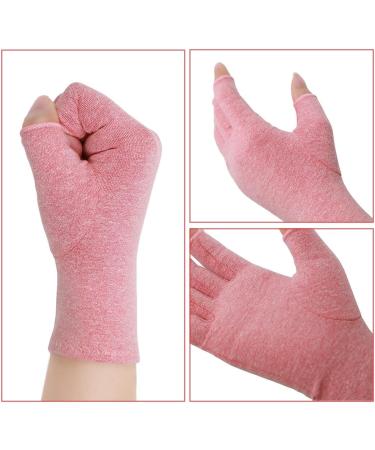 AovYoo 2 Pairs Fingerless Arthritis Compression Gloves - Hand Pain Relief for Rheumatoid & Osteoarthritis - Raynaud's Gloves with Wrist Support (M Pink) - Buy Online on GoSupps.com