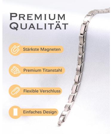 Jeracol Titanstahl Magnetic Hard Band for Women | Adjustable 3500 Gauss Magnetic Bracelet with Distance Tools | Silver Jewelry - Buy Online on GoSupps.com