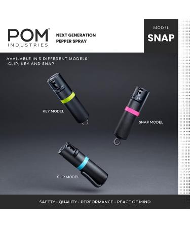 POM Pepper Spray with Snap Hook - Maximum Strength OC Self Defense - Compact Design, 25 Bursts, 10ft Range - Black - Buy Online on GoSupps.com