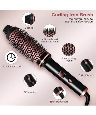 TANSHINE Curling Iron Brush 1.5 inch Curling Thermal Brush Professional Anti-Scald Instant Heated Round Brush for Blowout Look Hair Curler Hot Volumizing Brush Styler 38mm Heated Curling Comb Black - Buy Online on GoSupps.com