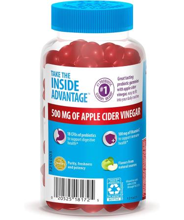 Digestive Advantage Probiotic Gummies with Apple Cider Vinegar - 60ct, Apple Flavor - Supports Digestive & Immune Health - Daily Probiotics for Men & Women - Buy Online on GoSupps.com