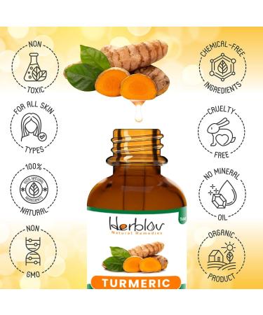 Herblov Turmeric Serum for Face & Body - All-Natural Skin Brightening Serum - Fights Acne, Evens Tone, Heals Scars - Made in the USA - Buy Online on GoSupps.com
