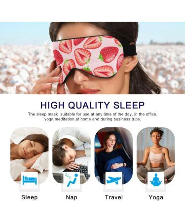 Haskirky Light Blocking Eye Mask for Men and Women - Breathable & Adjustable Travel, Yoga, Meditation, Office - Red Strawberry - Buy Online on GoSupps.com