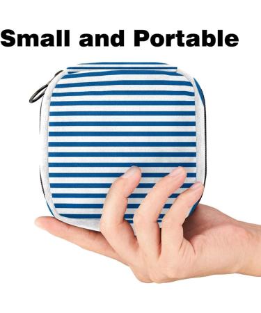 Women's Band Storage Bag | Large Capacity Menstrual Cup & Makeup Organizer - Blue & White Stripes - Buy Online on GoSupps.com