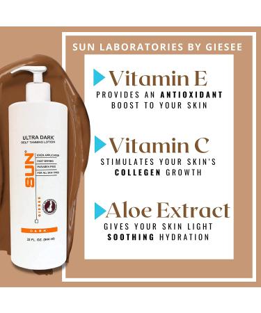 Sun Laboratories Ultra Dark Sunless Tanning Lotion + Mitt - 32 fl oz Bottle - Golden Glow - Dark - Buy Online on GoSupps.com