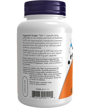 Now Foods 5-HTP Double Strength 200 mg - 120 Veg Capsules | Natural Mood Support - Buy Online on GoSupps.com