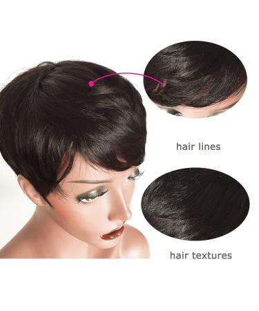 HOTKIS Human Hair Short Pixie Cut Wig for Black Women - Brazilian Virgin Hair (Natural) - Buy Online on GoSupps.com