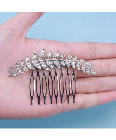 Aneneiceera Bride Wedding Crystal Hair Comb Clip Silver Hair Side Combs Leaf Hair Comb Rhinestone Headpieces Bride Hair Piece bridesmaid Hair Accessories for Women and Lady Girls(Silver) - Buy Online on GoSupps.com