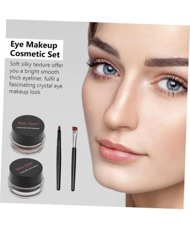 FRCOLOR 2pcs Eyebrow Powder Kit Black Eyeliner Pencils Eye Shadow Cream Liquid Eyeliner Matte Brush - Buy Online on GoSupps.com