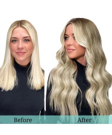 Doores Clip-in Extensions - 18 inch (45cm) Real Remy Hair with Ashblond Highlights & Platinum Blonde - 7 Piece 120g Set - Buy Online on GoSupps.com