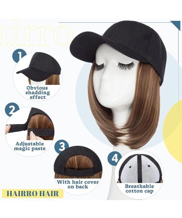 Women's Hairro Hat with Short Bob Hairstyle - Synthetic Baseball Cap Wig with Adjustable Highlight Balayage Extensions - Buy Online on GoSupps.com